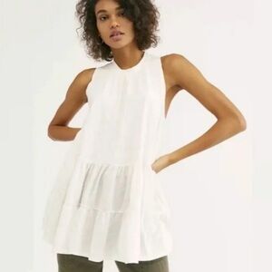 Free People White Sleeveless Tunic Top